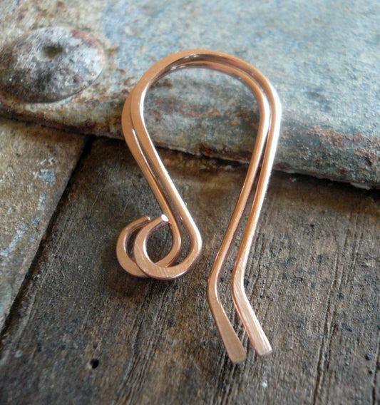 Solitaire 14kt Rose Goldfill Earwires - Handmade. Handforged