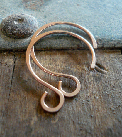 Large Solitude 14kt Rose Goldfill Earwires - Handmade. Handforged