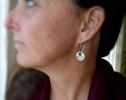 Wishful Earrings- Oxidized fine silver. Dangle earrings.Handmade