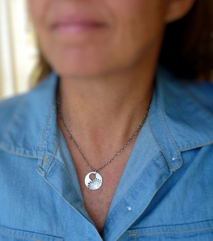 Wishful Necklace - Handmade. Oxidized Fine and Sterling Silver