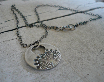 Wishful Necklace - Handmade. Oxidized Fine and Sterling Silver