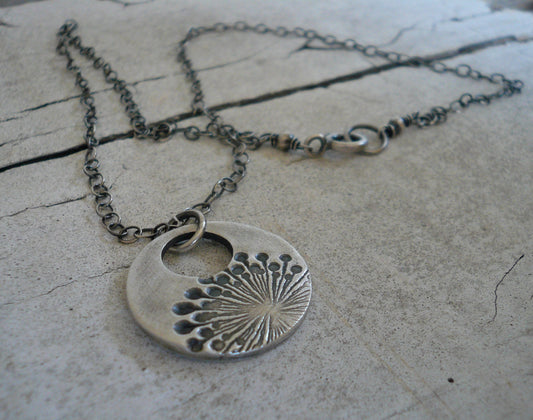 Wishful Necklace - Handmade. Oxidized Fine and Sterling Silver