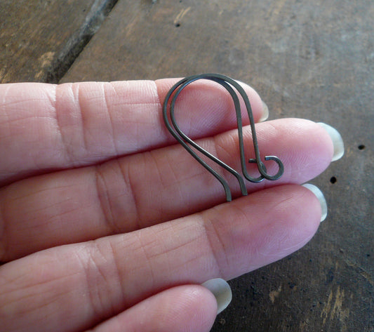 Sway Sterling Silver Earwires - Handmade. Handforged. Heavily Oxidized Finish.