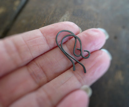 Dandy Sterling Silver Earwires - Handmade. Handforged. Heavily Oxidized Finish.