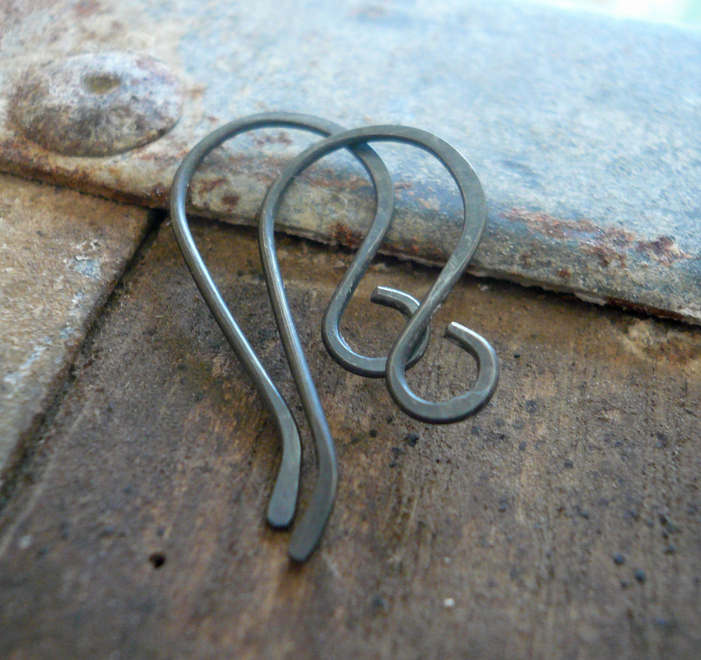 Dandy Sterling Silver Earwires - Handmade. Handforged. Heavily Oxidized. Made to Order
