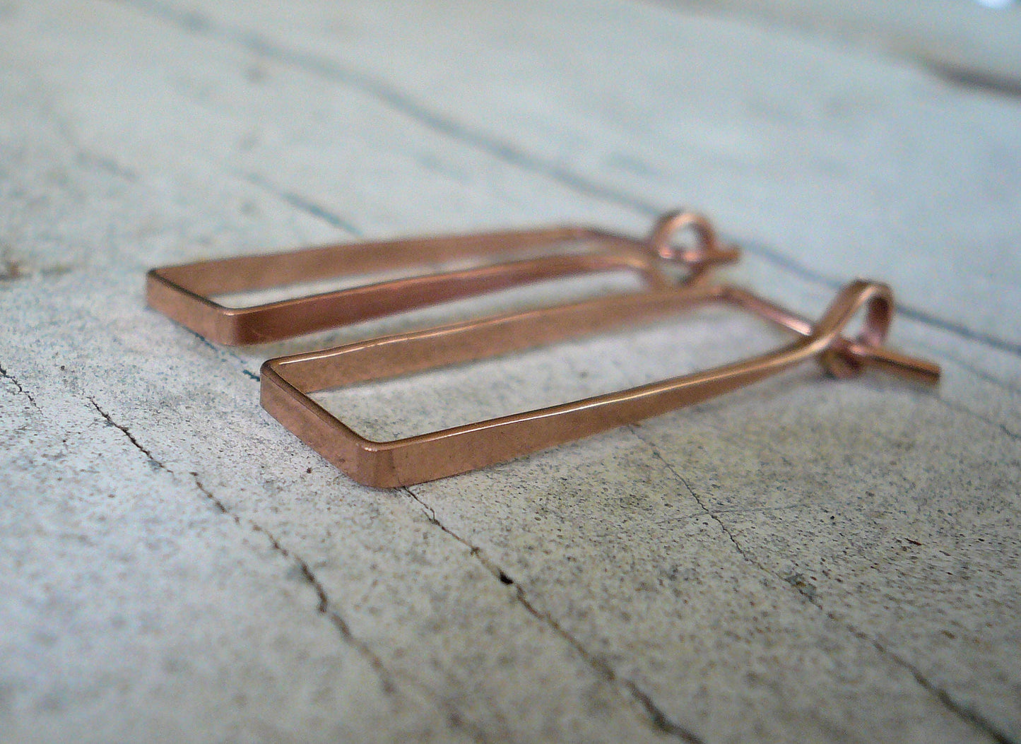 Svelte Hoops - Handmade. Hand forged. Choice of 3 sizes. 14kt Rose Goldfill Rectangular Hoop Earrings