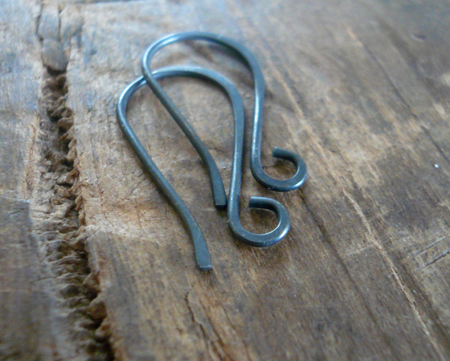 Wisp Earwires - Handmade. Handforged. Oxidized & polished Sterling Silver