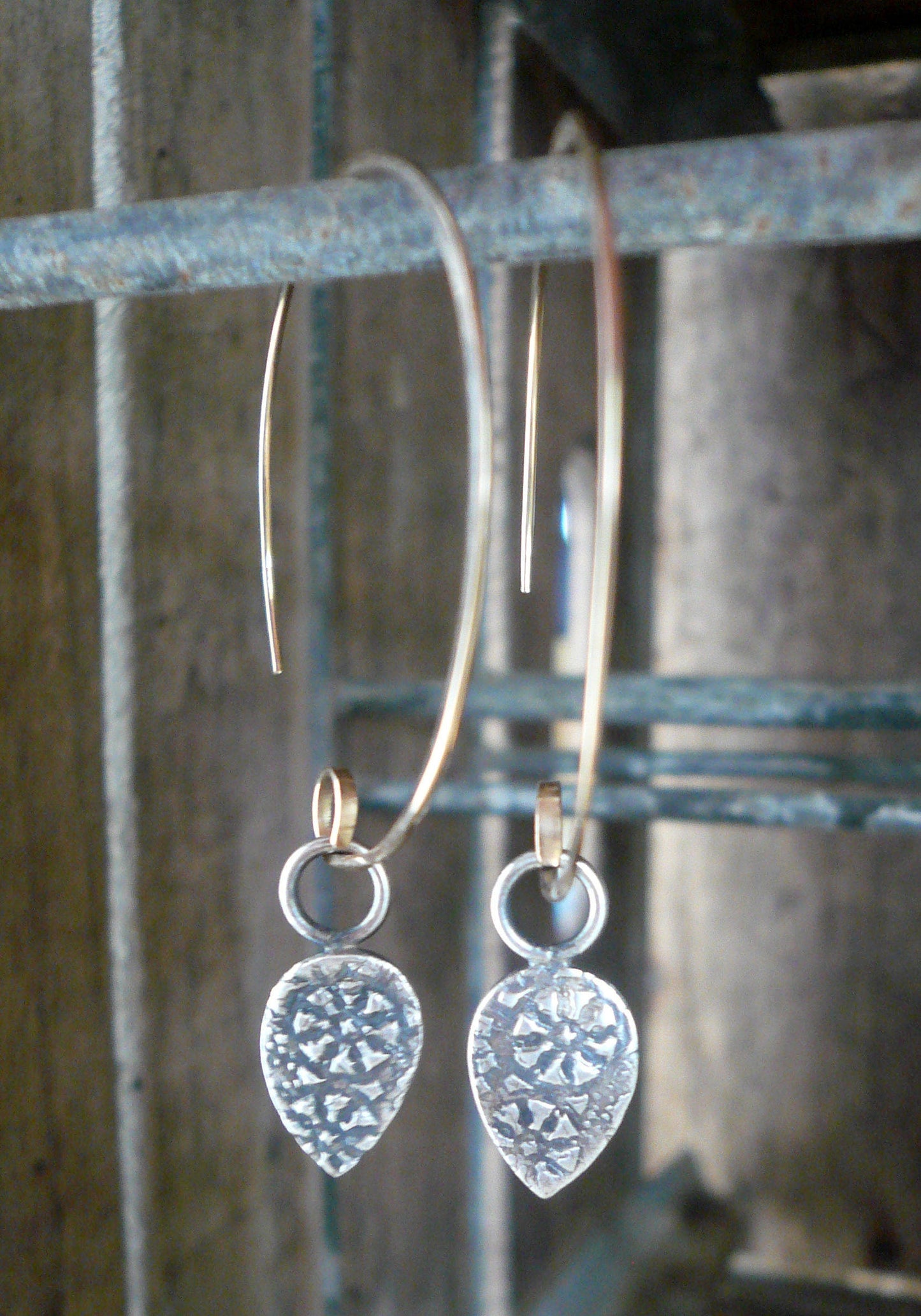 Soleil Collection Ray Earrings - Oxidized fine silver. 14kt Goldfill. Mixed Metal. Handmade