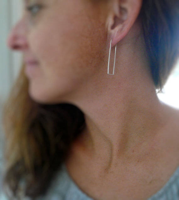 Svelte Hoops - Handmade. Hand forged. Choice of 3 sizes. 14kt Rose Goldfill Rectangular Hoop Earrings