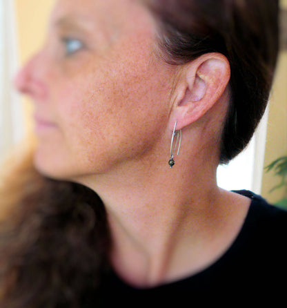 Tittle - Handmade Earrings. Pyrite, Oxidized Sterling Silver Dangle Earrings