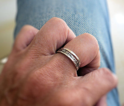 Mangly Ring - Sterling Silver Oxidized Hammered Stacking Ring. Hand made by jNic Designs