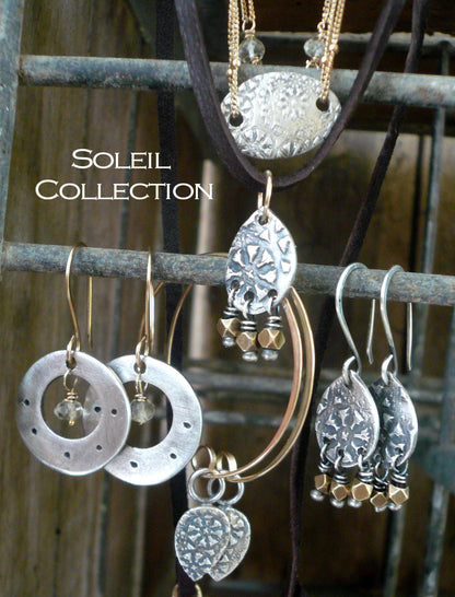 Soleil Collection Bracelet- Oxidized fine silver. 14kt Goldfill. Mixed Metals. Handmade