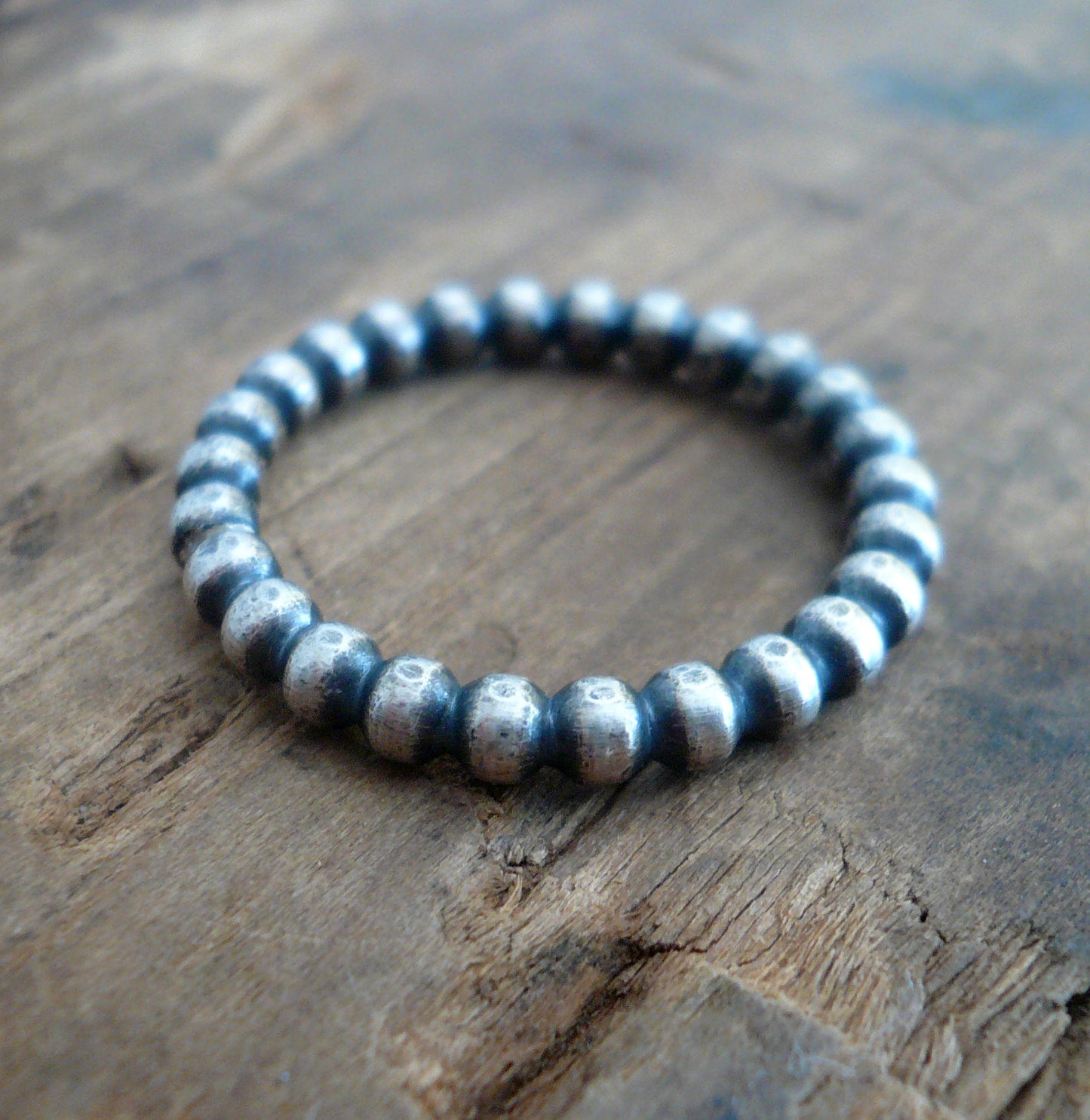 Olio Ring - Sterling Silver Beaded Stacking Ring. Hand made by jNic Designs