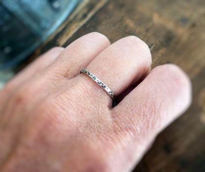 Mangly Ring - Sterling Silver Oxidized Hammered Stacking Ring. Hand made by jNic Designs