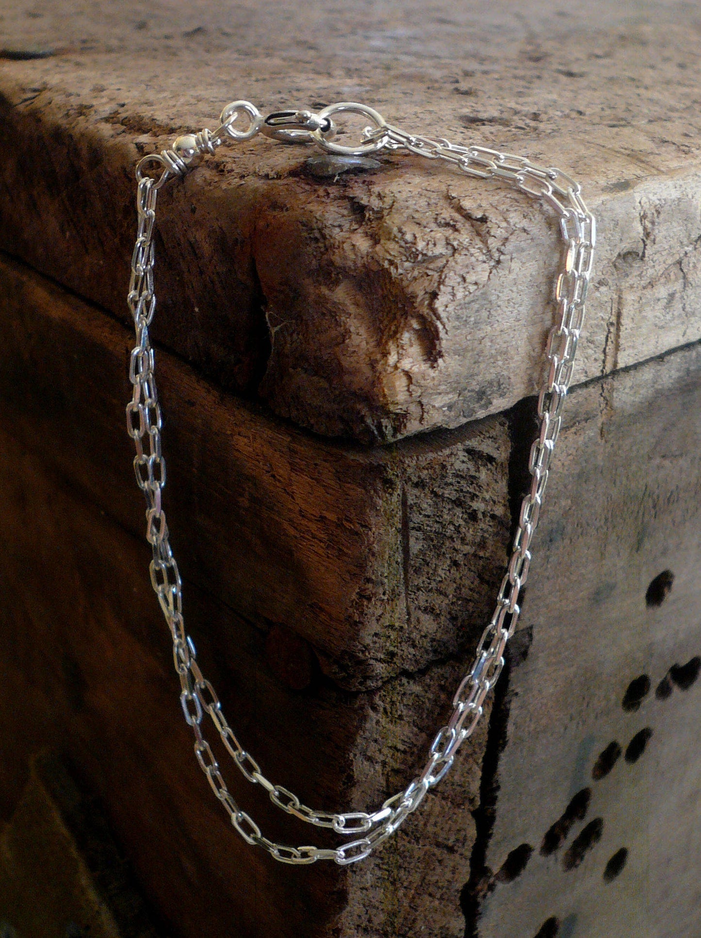 Bracelet Design Your Own Series -  2 strand Sterling Silver Elongated Chain. Choice of shiny or oxidized finishes