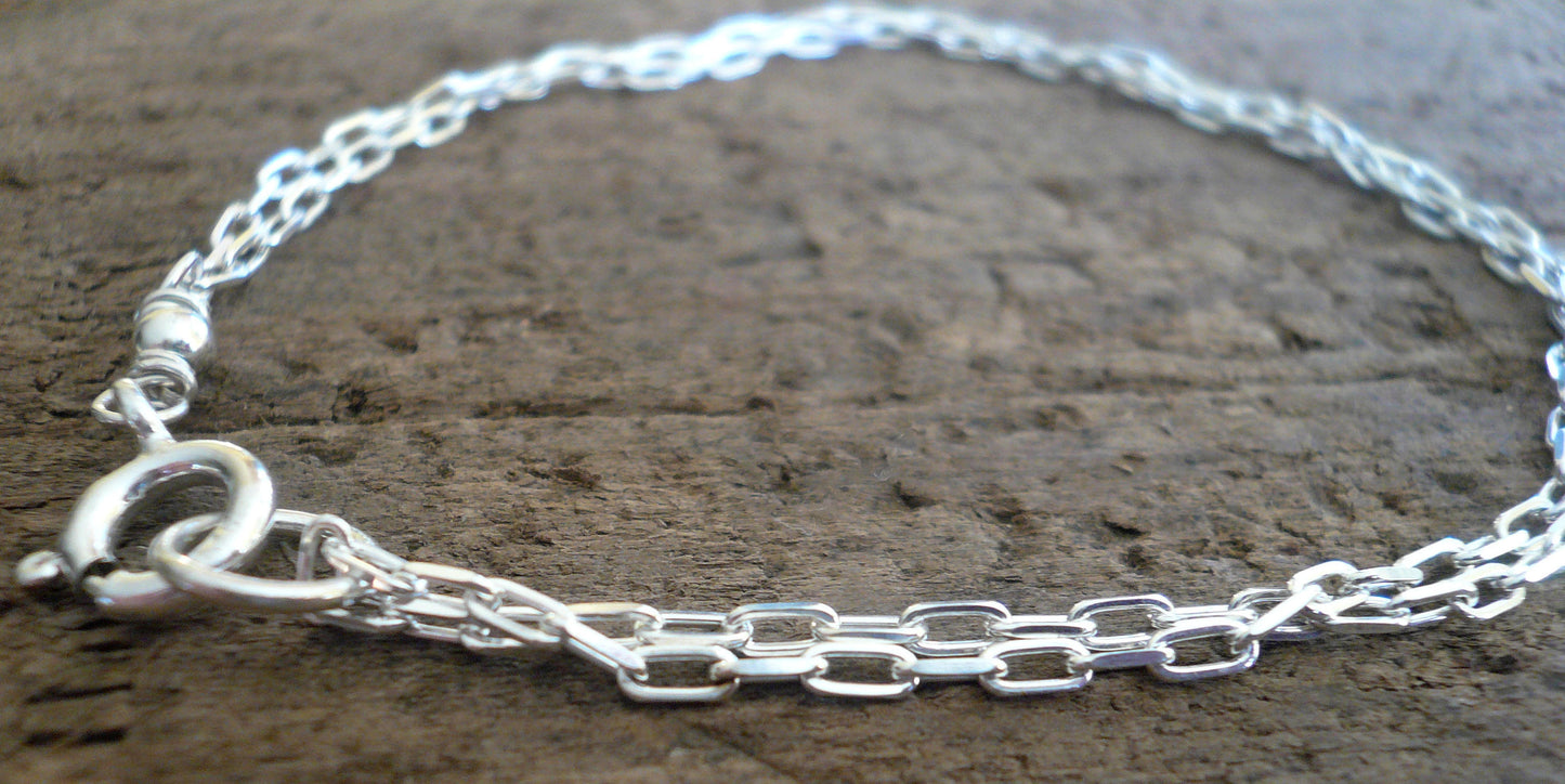 Bracelet Design Your Own Series -  2 strand Sterling Silver Elongated Chain. Choice of shiny or oxidized finishes