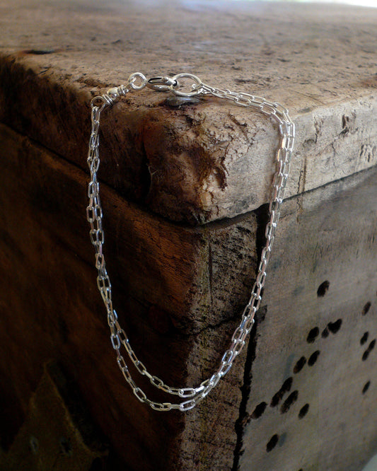 Bracelet Design Your Own Series -  2 strand Sterling Silver Elongated Chain. Choice of shiny or oxidized finishes