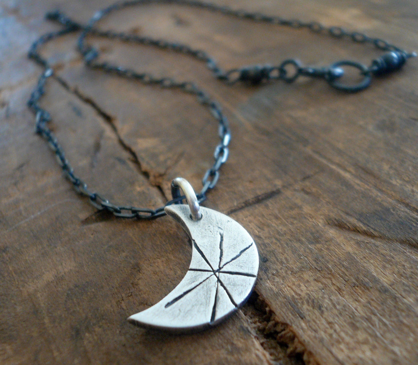 Luna Necklace - Handmade. Oxidized Fine and Sterling Silver