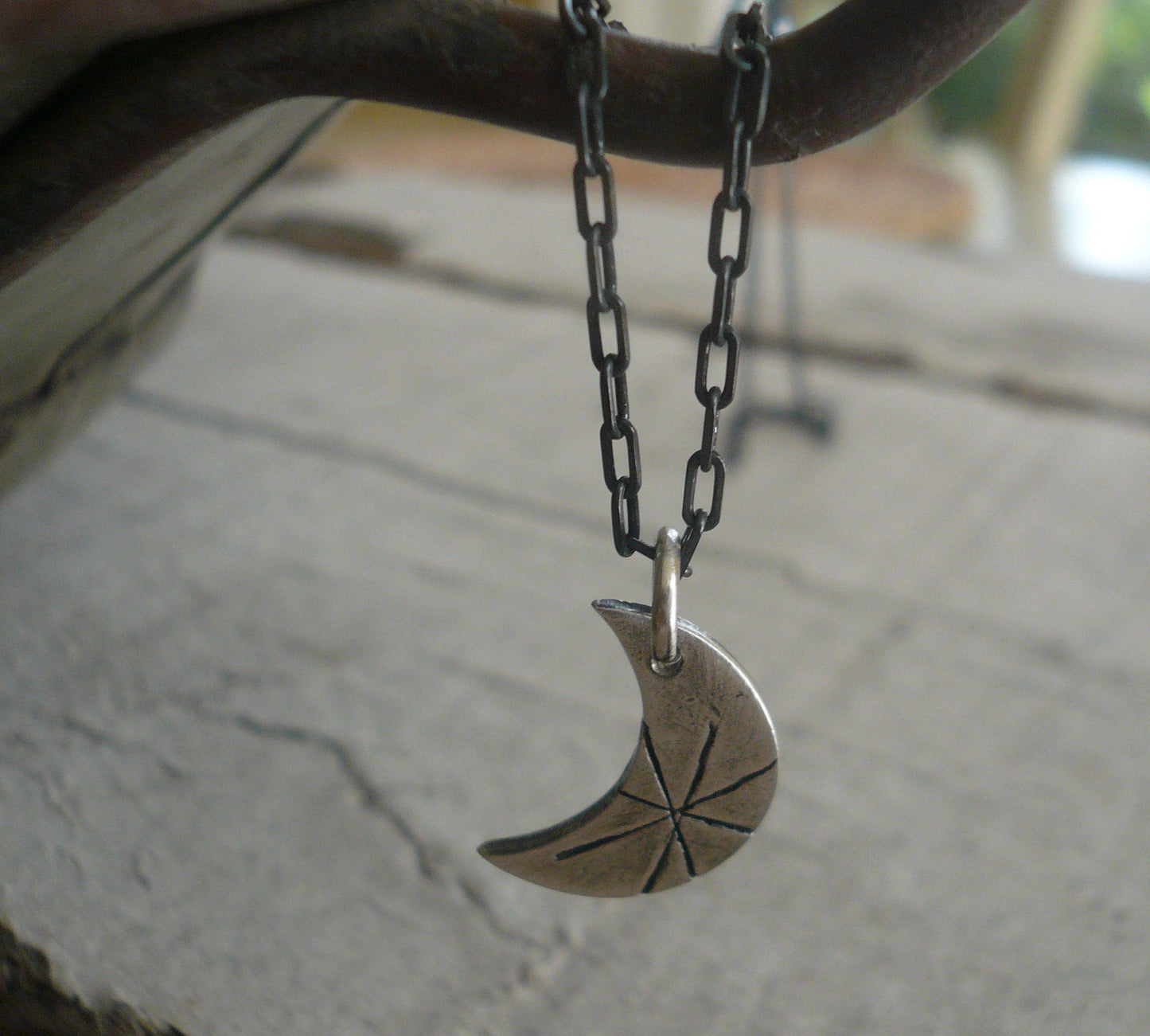 Luna Necklace - Handmade. Oxidized Fine and Sterling Silver