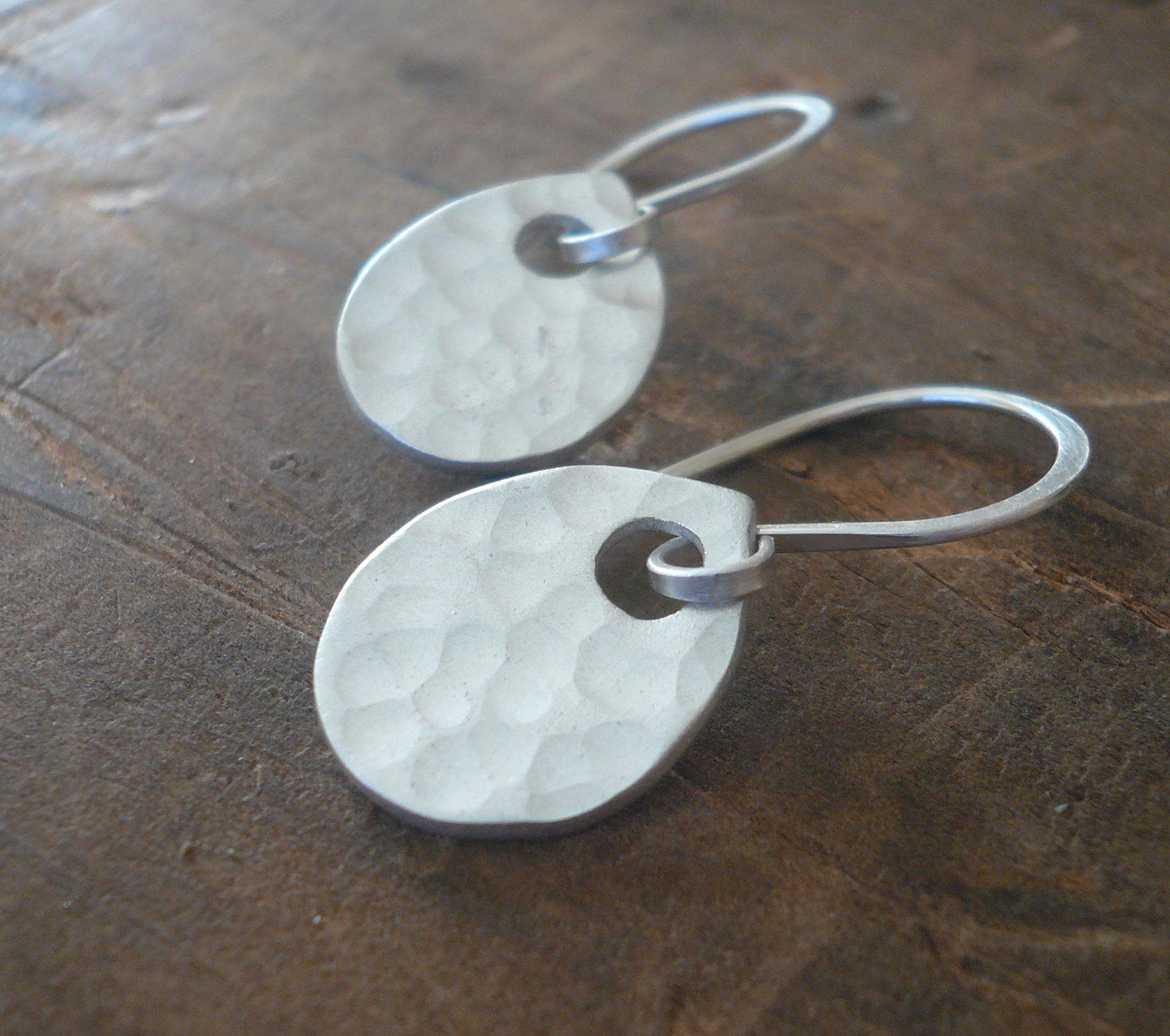 Essential Earrings Large Tear - Handmade. Brushed Fine and sterling silver dangle earrings