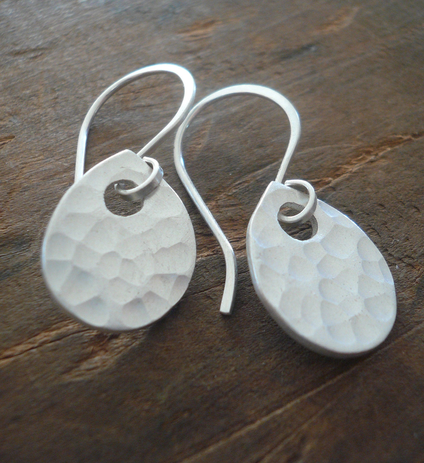 Essential Earrings Large Tear - Handmade. Brushed Fine and sterling silver dangle earrings