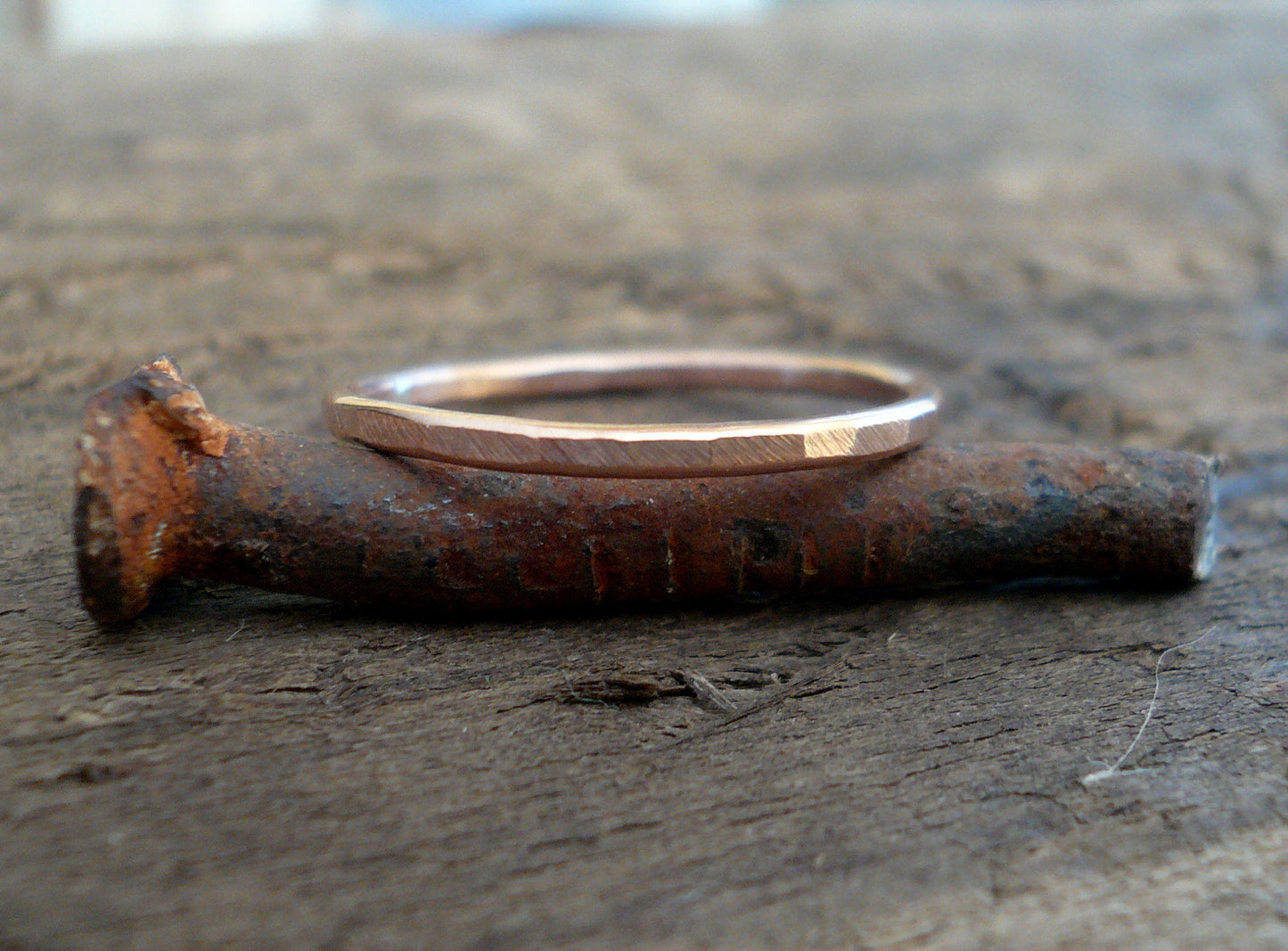 Every Day Ring - 14kt Rose Goldfill Stacking Ring. Handmade. Hand forged.