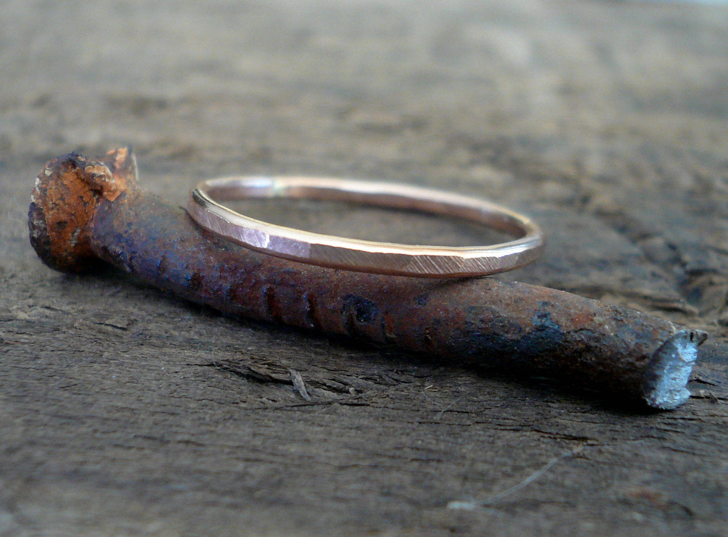 Every Day Ring - 14kt Rose Goldfill Stacking Ring. Handmade. Hand forged.