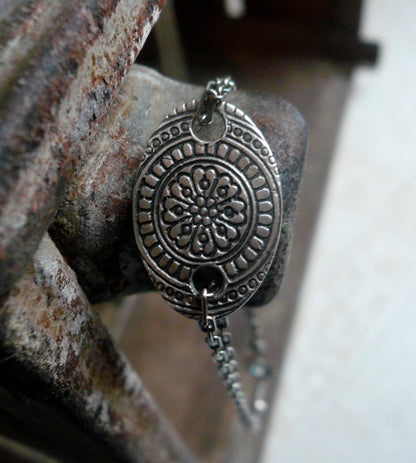 Mandala Bracelet- Oxidized fine and sterling silver. Handmade