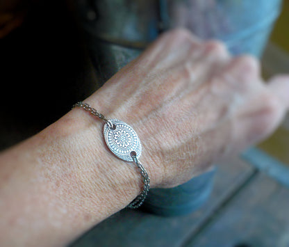 Mandala Bracelet- Oxidized fine and sterling silver. Handmade