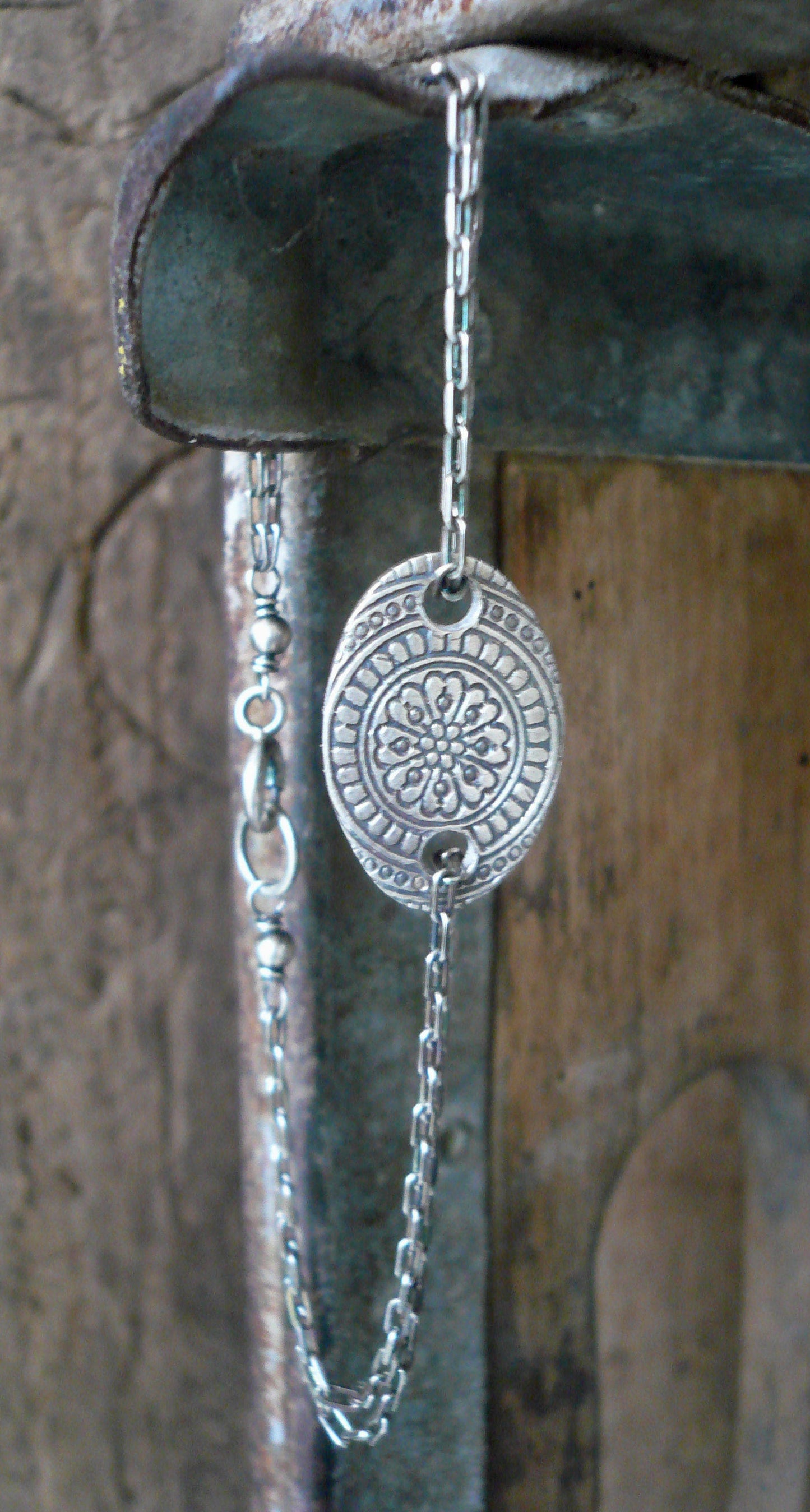 Mandala Bracelet- Oxidized fine and sterling silver. Handmade