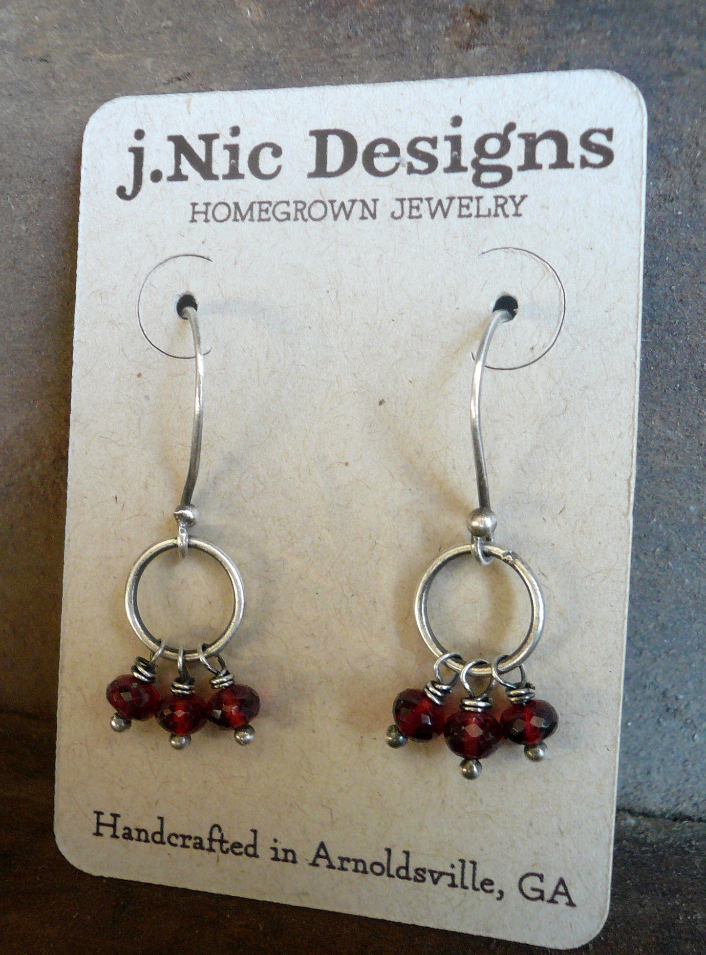 January Flurry Earrings - Handmade. Garnet. Sterling and Fine Silver Dangle Earrings