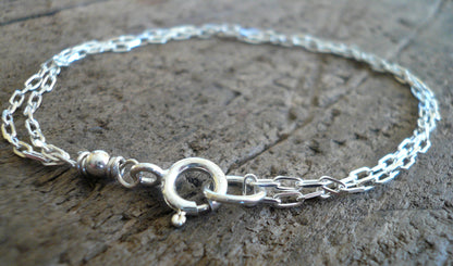 Bracelet Design Your Own Series -  2 strand Sterling Silver Elongated Chain. Choice of shiny or oxidized finishes
