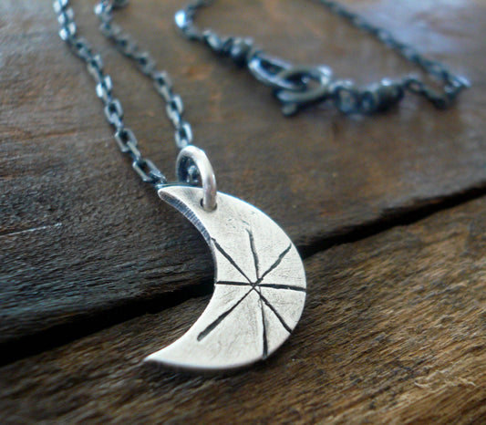 Luna Necklace - Handmade. Oxidized Fine and Sterling Silver