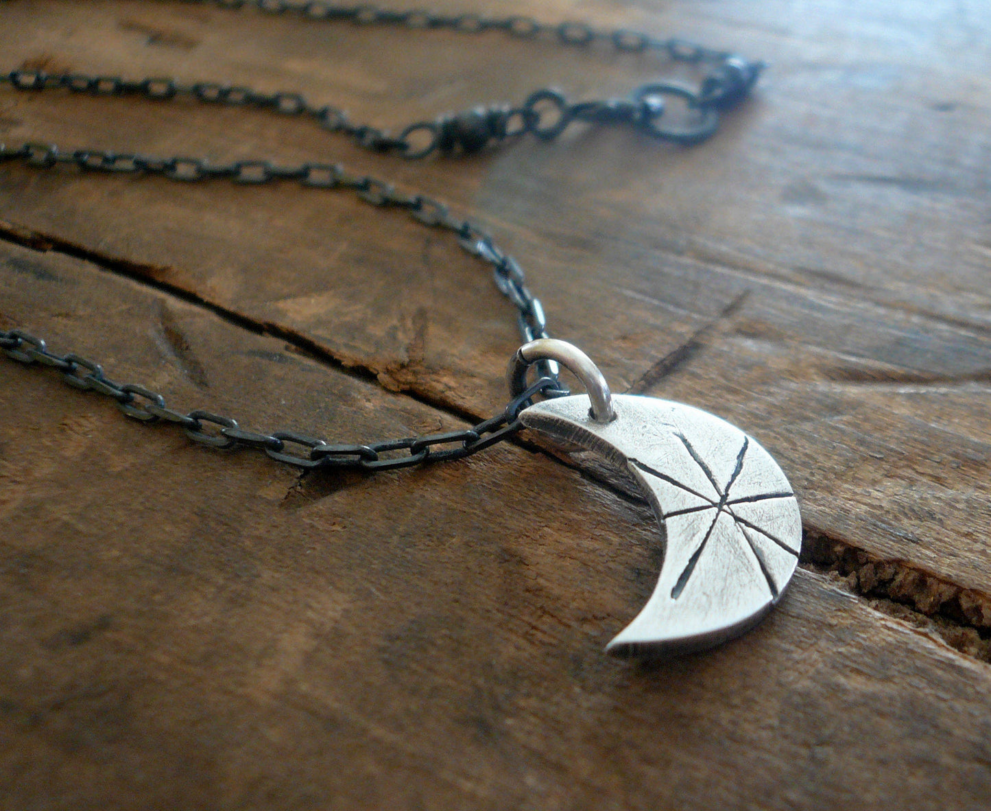 Luna Necklace - Handmade. Oxidized Fine and Sterling Silver