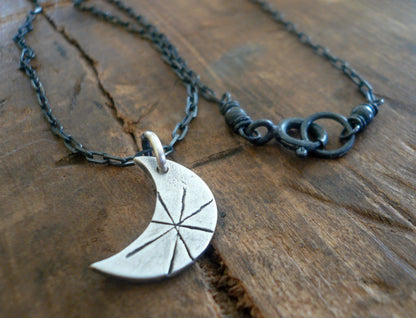 Luna Necklace - Handmade. Oxidized Fine and Sterling Silver