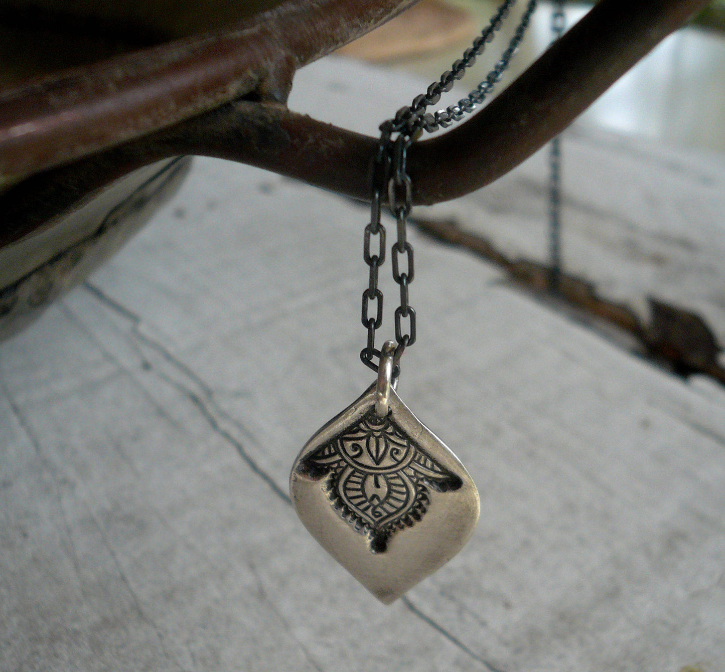 Noceur Necklace - Handmade. Oxidized Fine and Sterling Silver