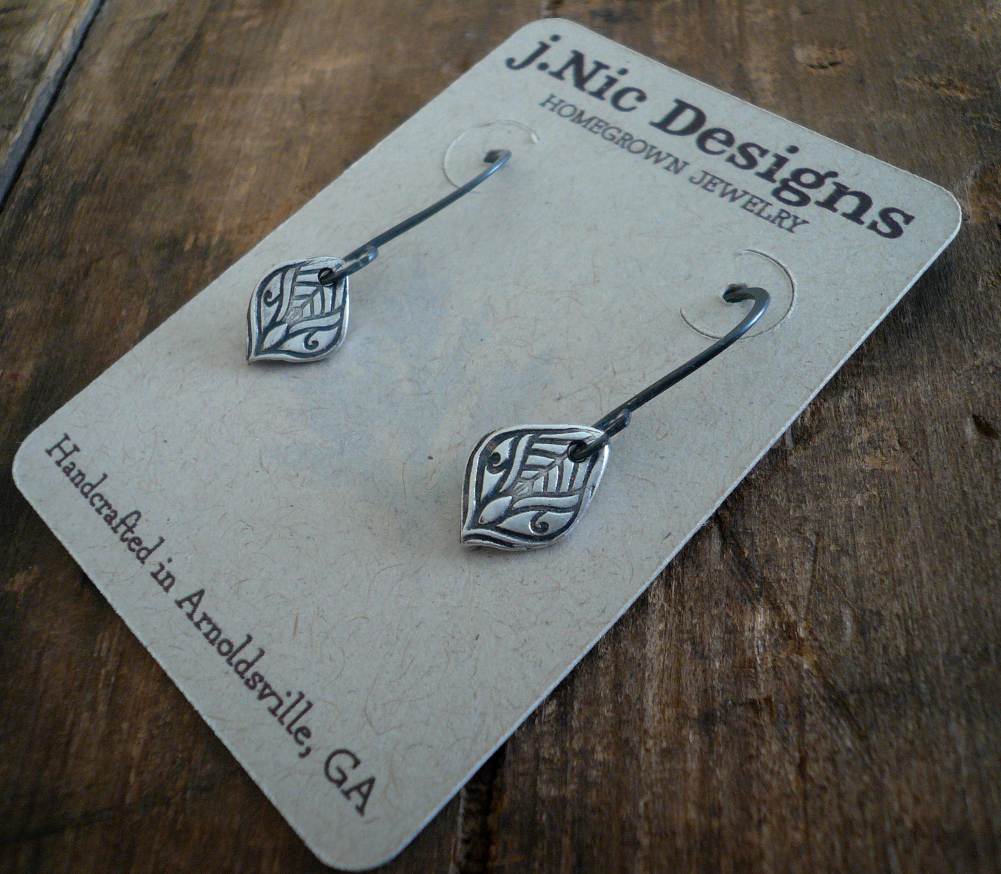 Noceur Dangle Earrings - Handmade. Oxidized fine and sterling silver dangle earrings