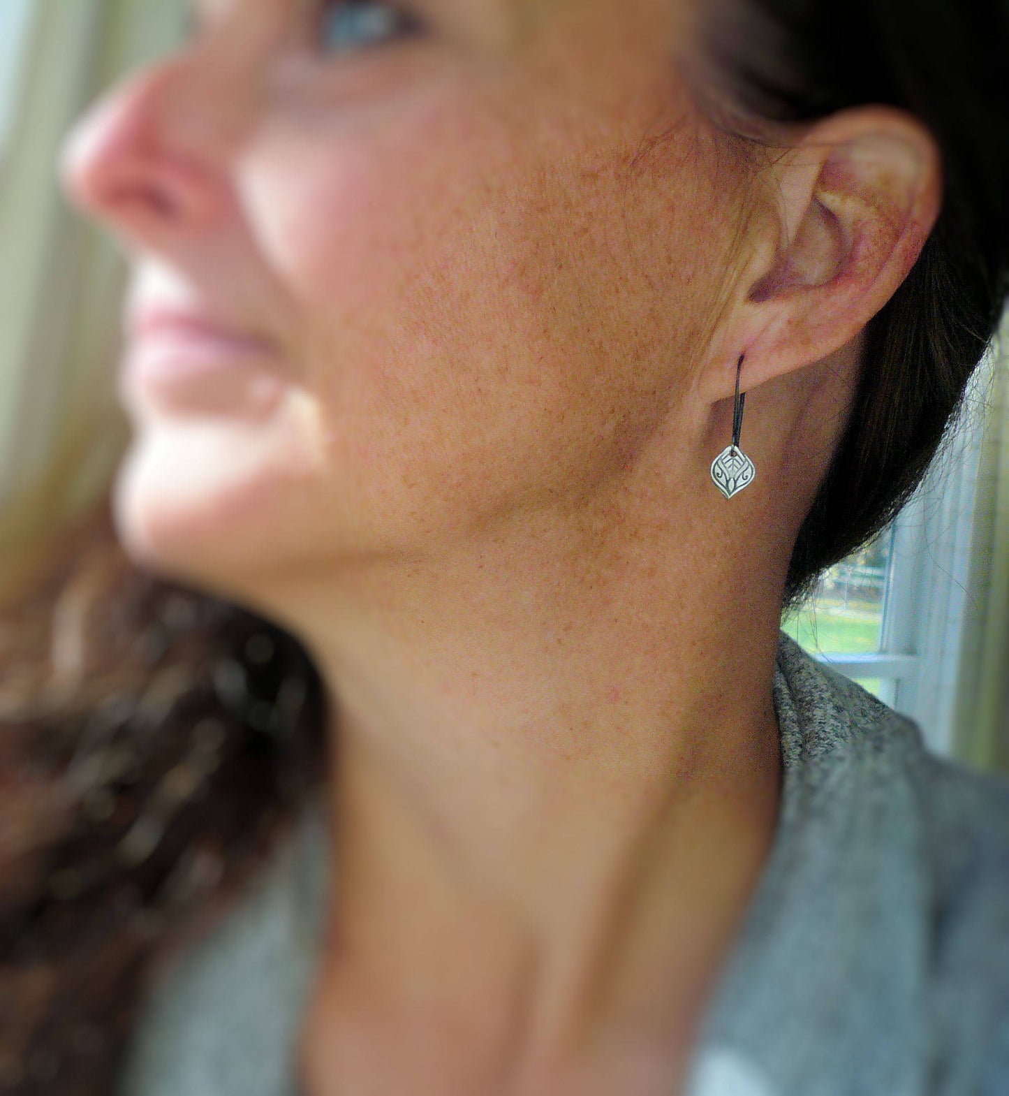 Noceur Dangle Earrings - Handmade. Oxidized fine and sterling silver dangle earrings