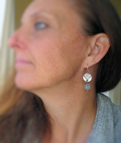 Noceur Oval Earrings - Handmade. Oxidized fine and sterling silver. Druzy