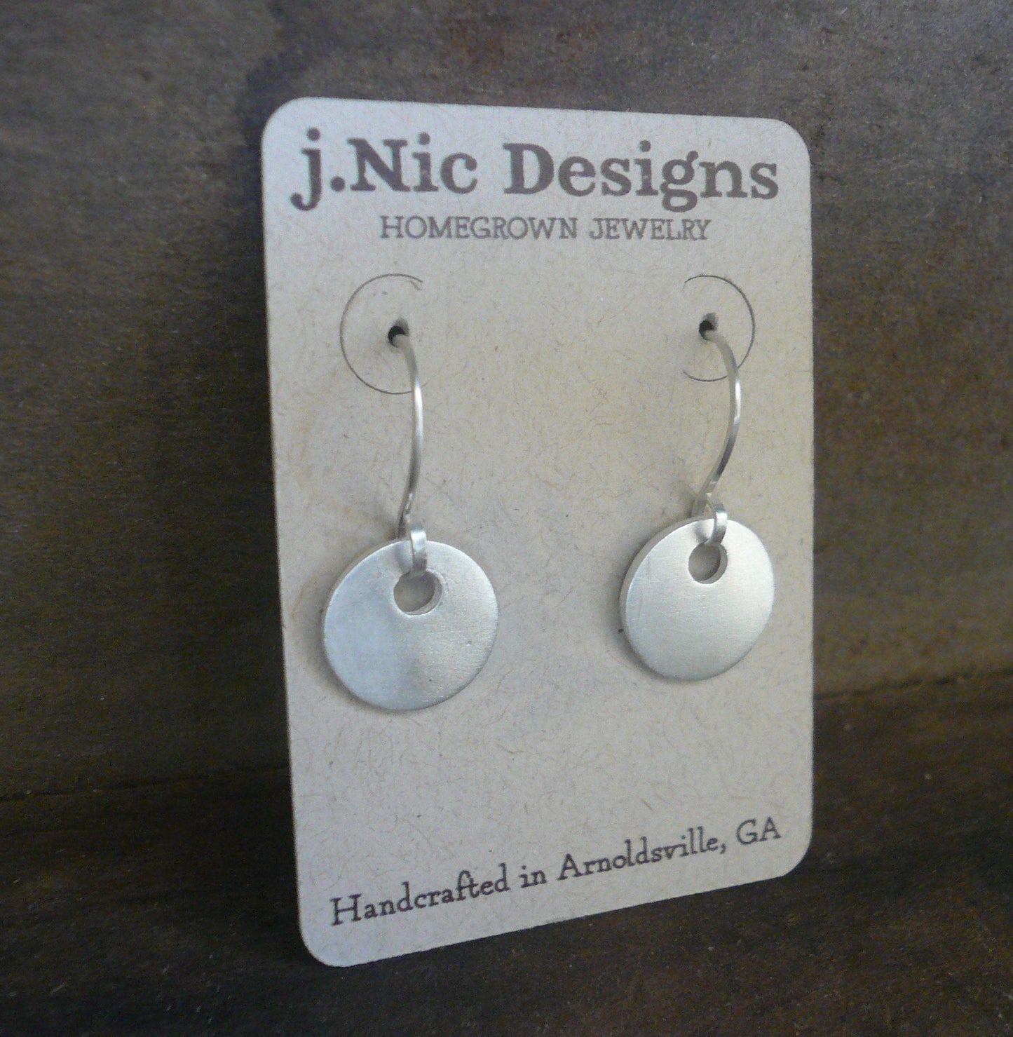 Essential Earrings Medium Round - Handmade. Brushed/Oxidized fine and sterling silver dangle earrings