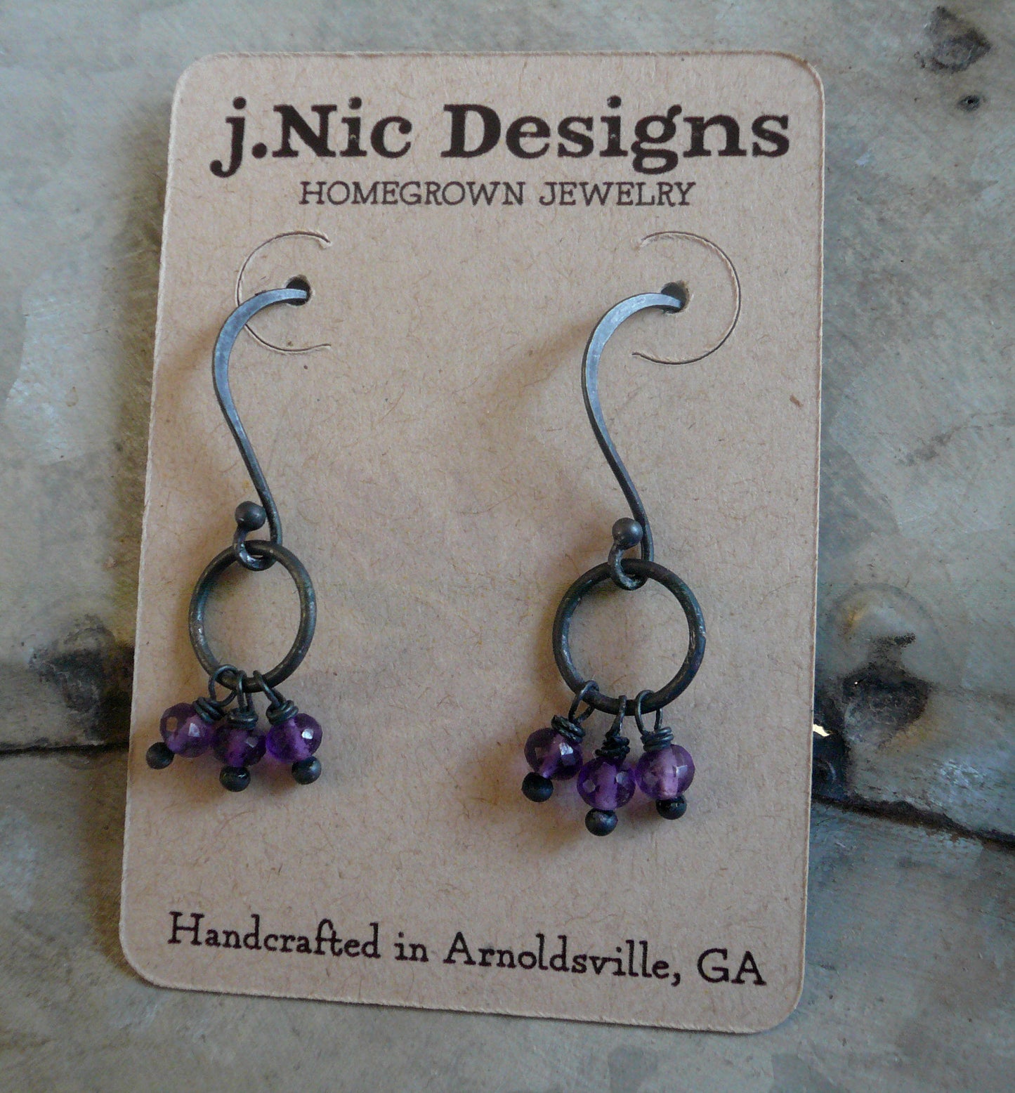 February Flurry Earrings - Handmade. Amethyst. Sterling and Fine Silver Dangle Earrings