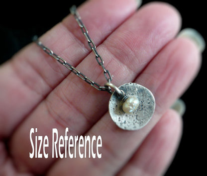 Overcast Necklace - Handmade. Pearls. Hammered, textured, oxidized sterling silver