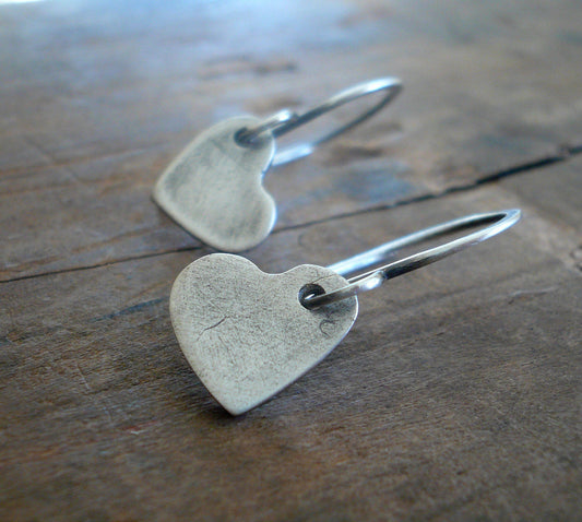 Amore Earrings - Handmade. Oxidized Fine and sterling silver dangle earrings
