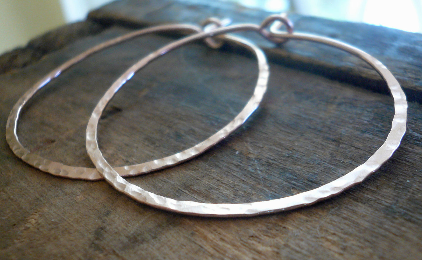 Mangly Hoops in Rose Gold - Choice of 6 sizes. Handmade. Hammered. 14k Rose goldfill hoops