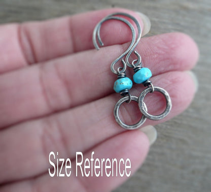 Kalediscope Earrings - Handmade with semiprecious gemstones, Oxidized, Hammered Sterling Silver