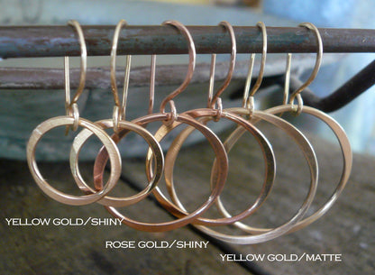 Lagom Earrings Medium in 14kt Rose or Yellow Goldfill- Handmade. Shiny or Matte/Satin Goldfill dangle earrings