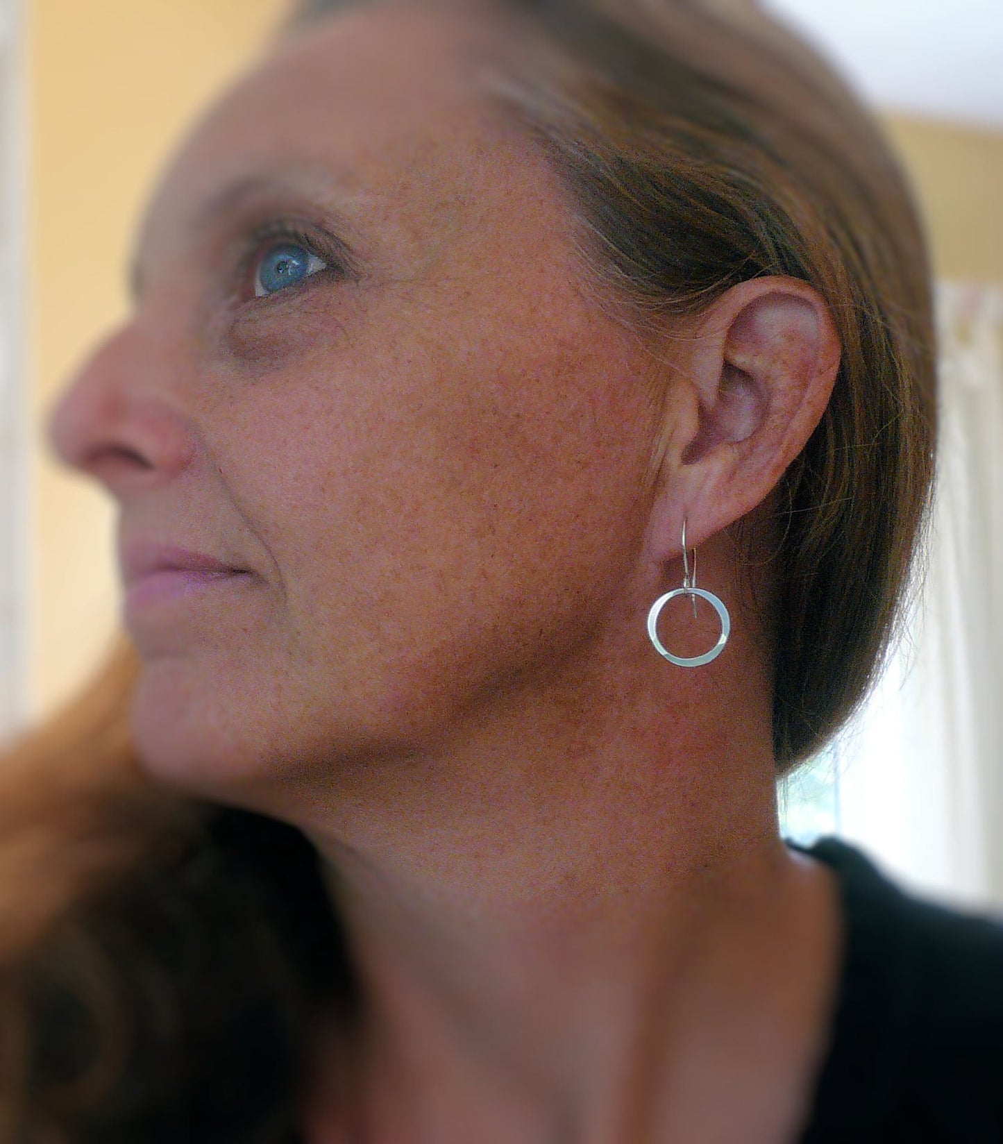 Lagom Earrings Small - Handmade. Matte/Brushed sterling silver dangle earrings