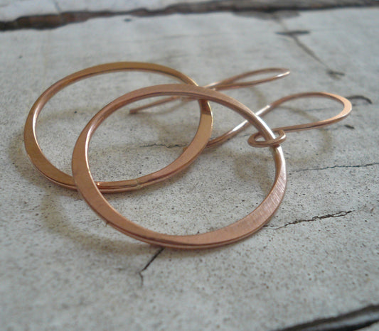 Lagom Earrings Medium in 14kt Rose or Yellow Goldfill- Handmade. Shiny or Matte/Satin Goldfill dangle earrings