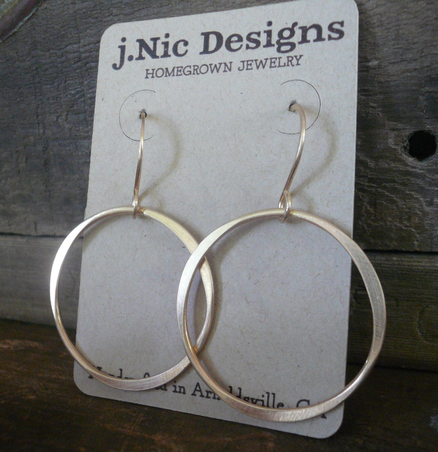 Lagom Earrings Large in 14kt Yellow or Rose Goldfill - Handmade. Shiny or Matte/Satin Goldfill dangle earrings