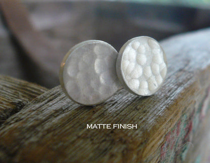 Tidepool Smooth Stud Earrings- Oxidized & shiny Sterling and Fine Silver Post Earrings. Handmade. Choice of 4 finishes.